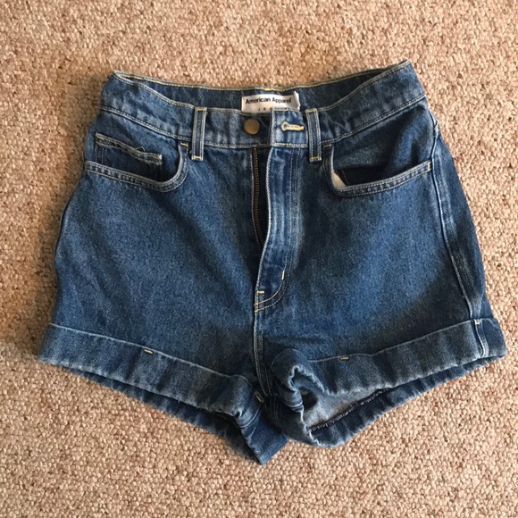 American Apparel High-Waisted Denim Shorts - Picture 1 of 2